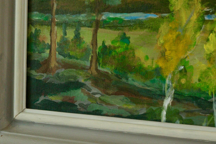 Mid-Century Original Swedish Oil on Canvas "Landscape "