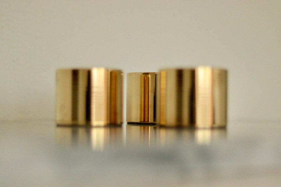 Trio of Mid-Century Swedish Brass Candle Holders By Skultuna