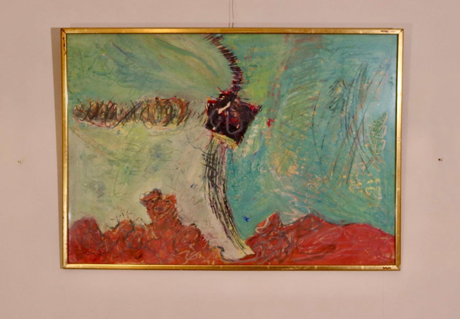 Mid-Century Original Mixed Media on Paper "Abstract"