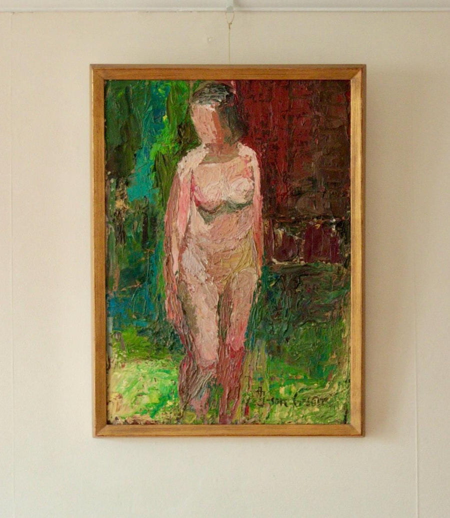 Original Swedish Oil on Panel – Standing Nude