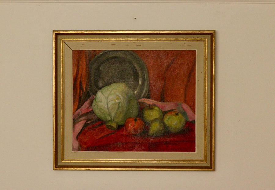 "Still life with cabbage and fruit" by S. Jonsson