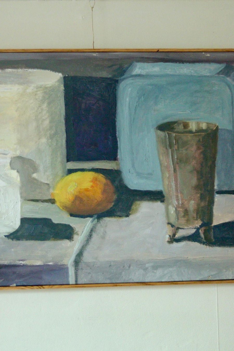 Original Mid Century Oil on Canvas – “Still Life, Lemon and Jars”