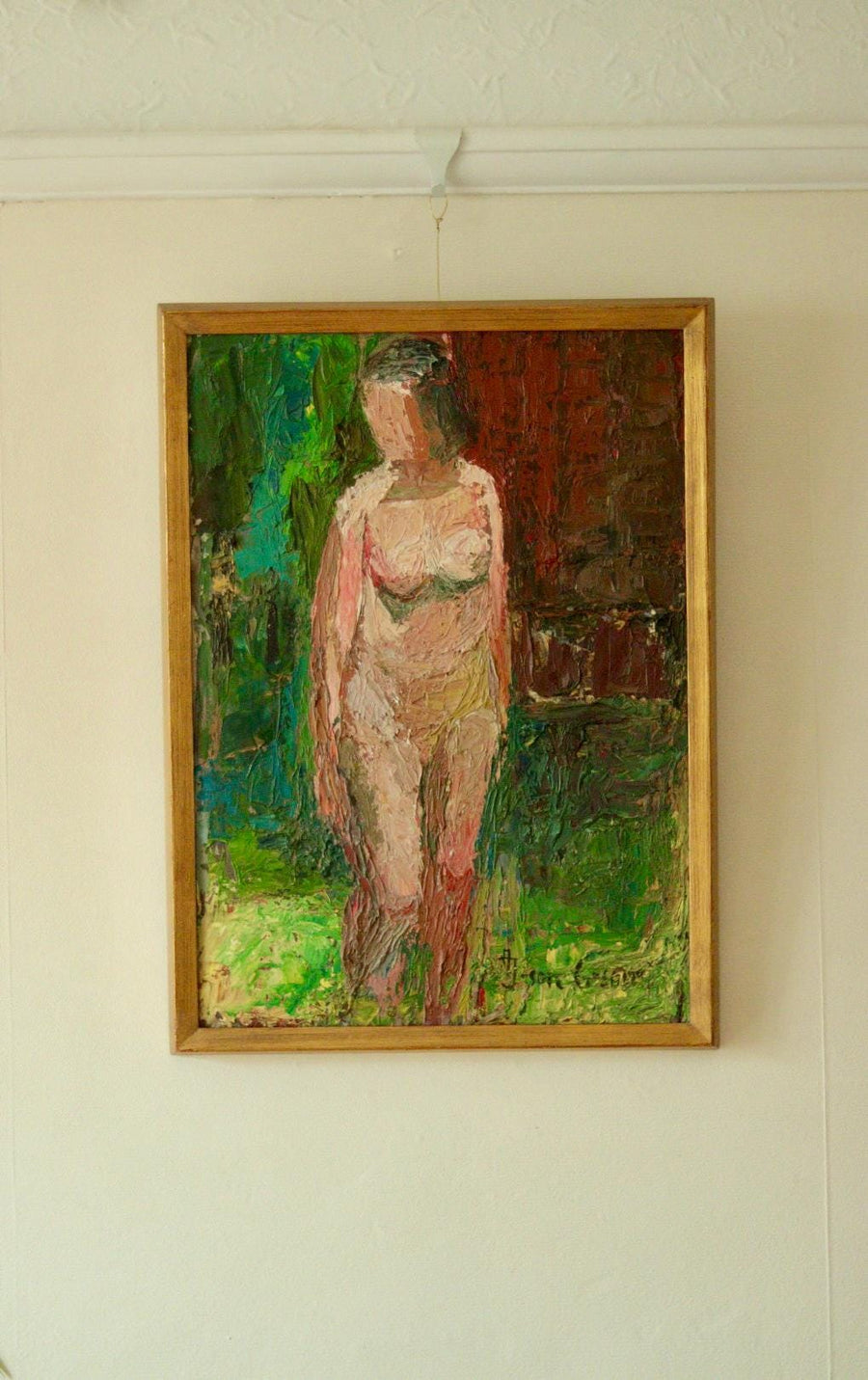 Original Swedish Oil on Panel – Standing Nude
