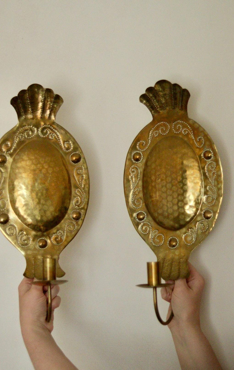 Pair of Mid Century Swedish Brass Sconces