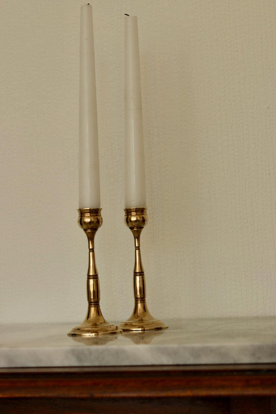Pair of Vintage Swedish Brass Candle holders