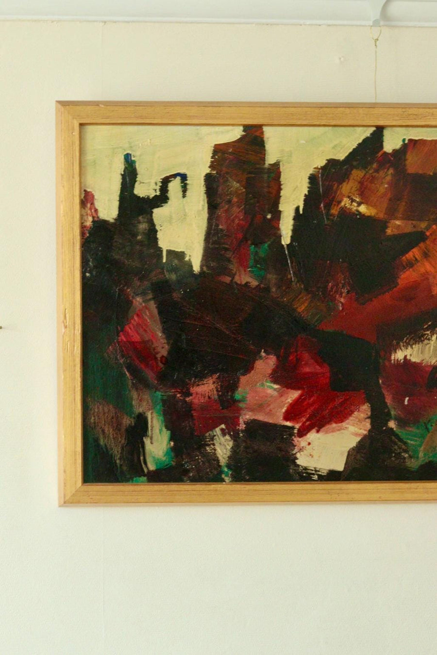Mid-20th Century Original Abstract Oil on Canvas – Dynamic Composition