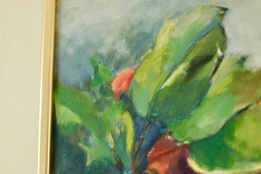 Mid-20th Century Original Still Life Oil on Canvas – Apples