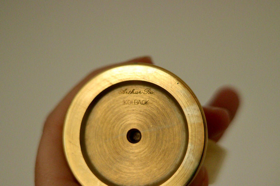 Pair of Mid-Century Swedish Brass Candle Holders by Arthur Pe Kolbäck