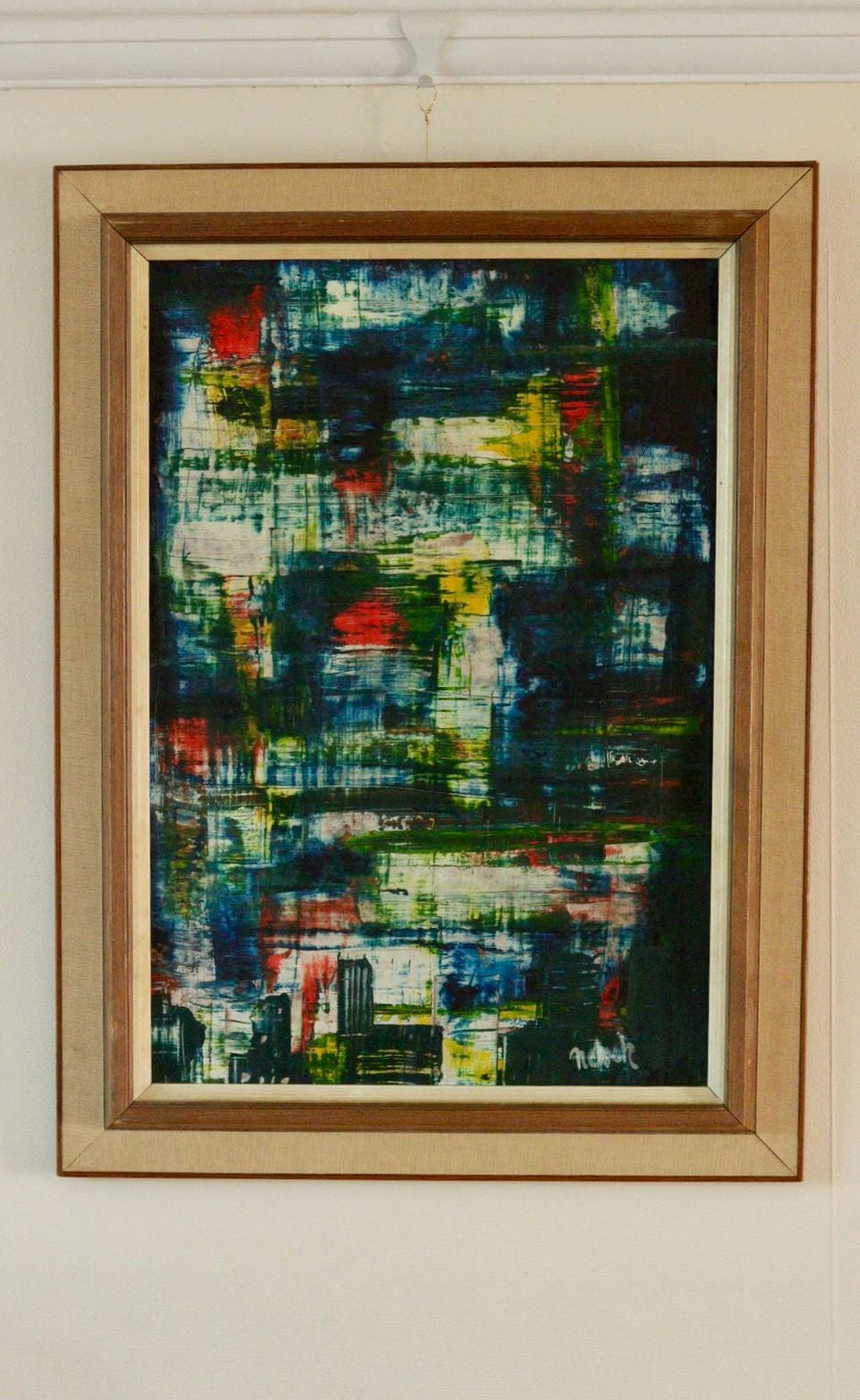 Original Swedish Mid Century Oil on Panel " Composition"