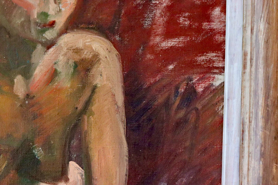 Mid-20th Century Original Oil on Canvas – Nude Woman