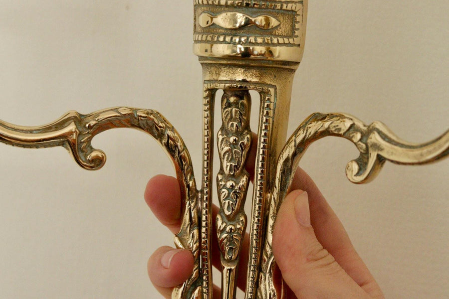 Pair of Vintage Gustavian Style Brass Sconces