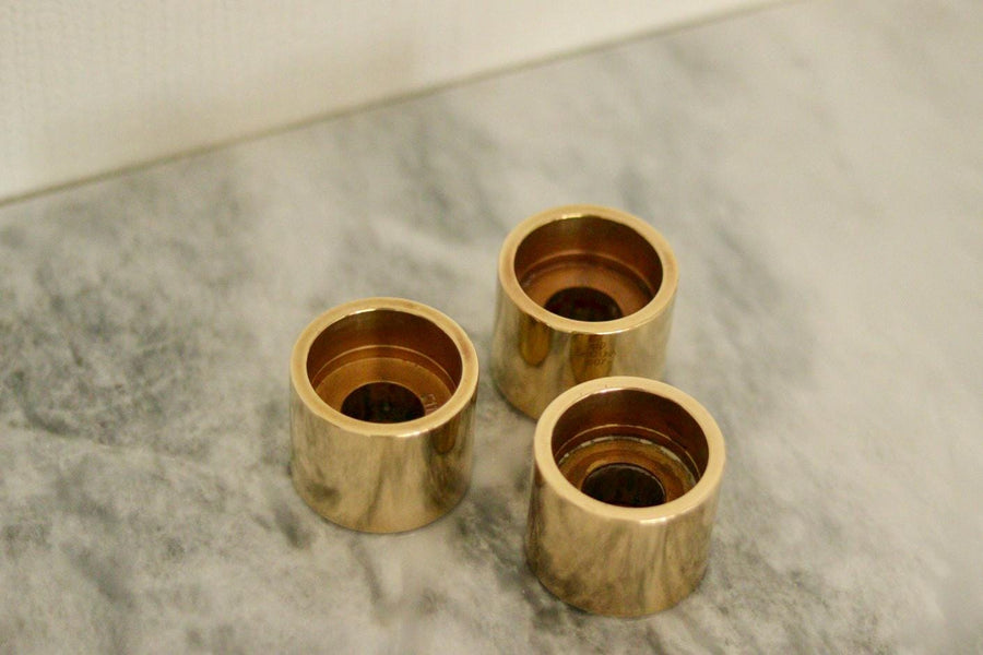 Trio of Mid-Century Swedish Brass Candle Holders By Skultuna