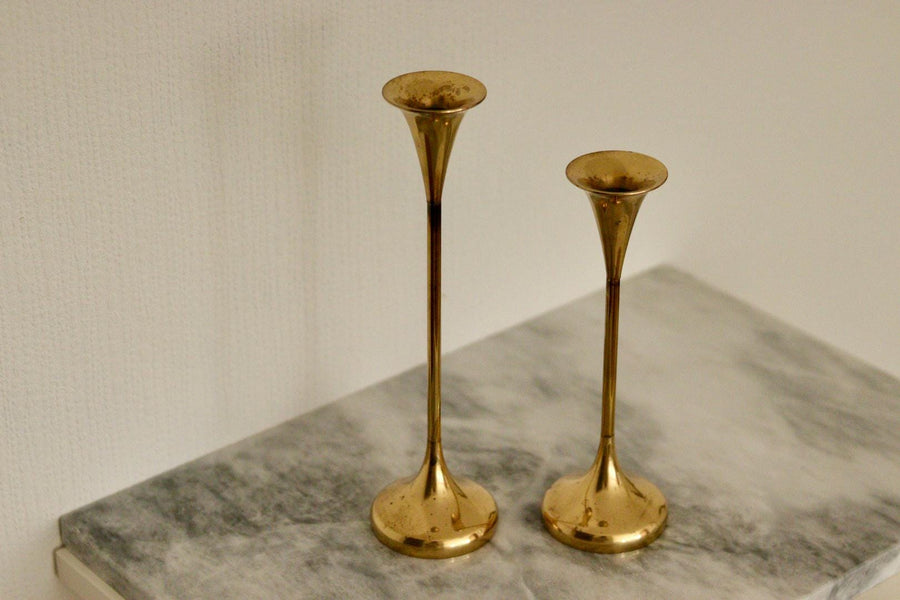 Pair of Mid-Century Brass Candle holders
