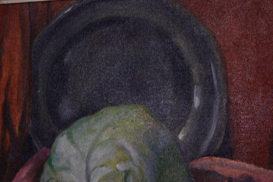 "Still life with cabbage and fruit" by S. Jonsson