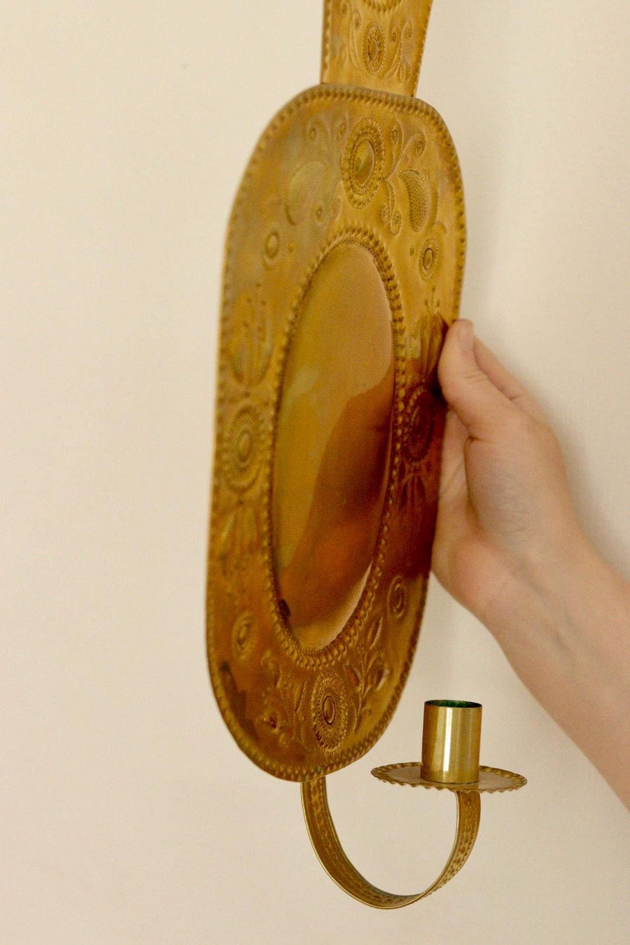 Pair Of Large Mid Century Swedish Brass Sconces