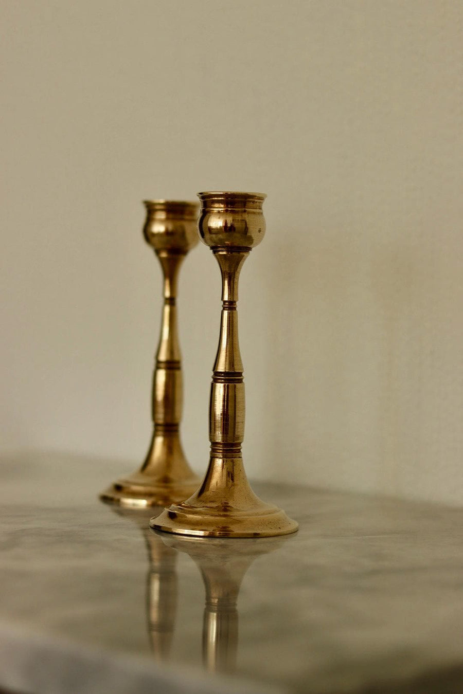 Pair of Vintage Swedish Brass Candle holders