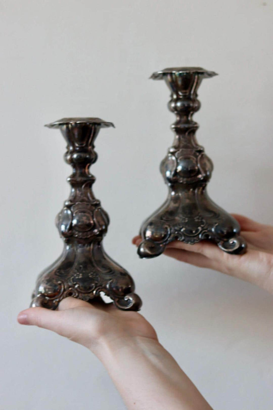 Pair of Silver Plated Vintage Candle Holders by GAB Sweden