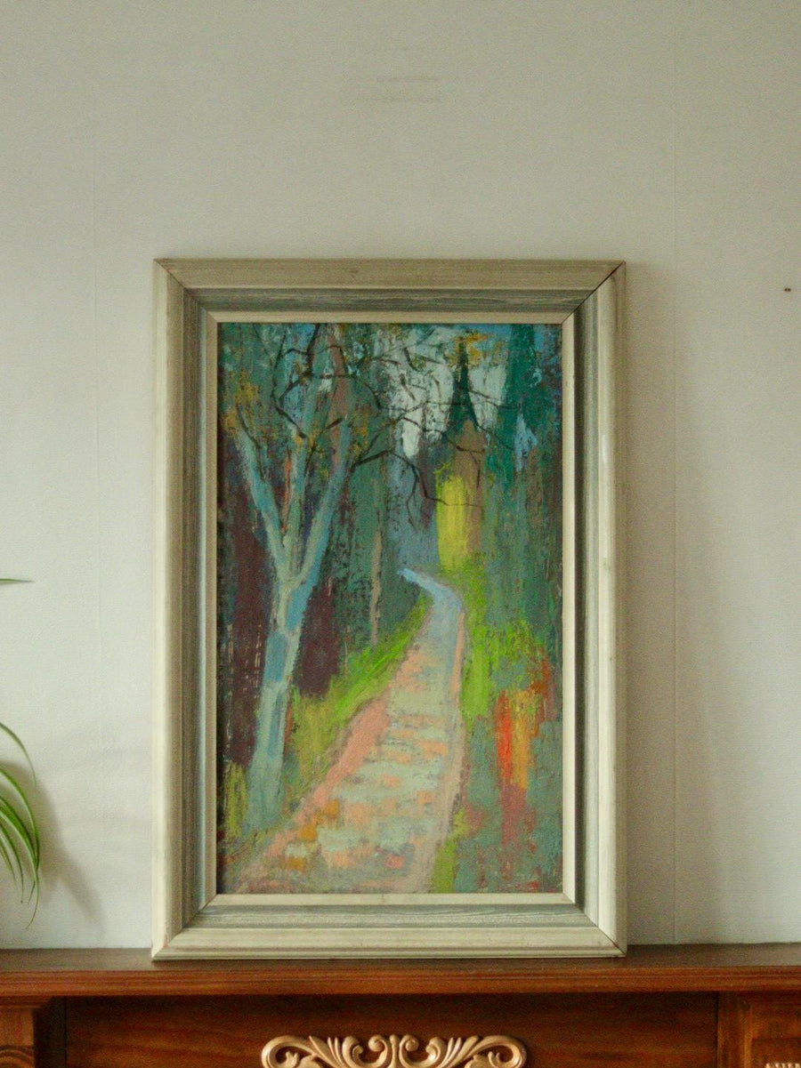 Original Mid-Century Oil on Panel – “Country Lane”