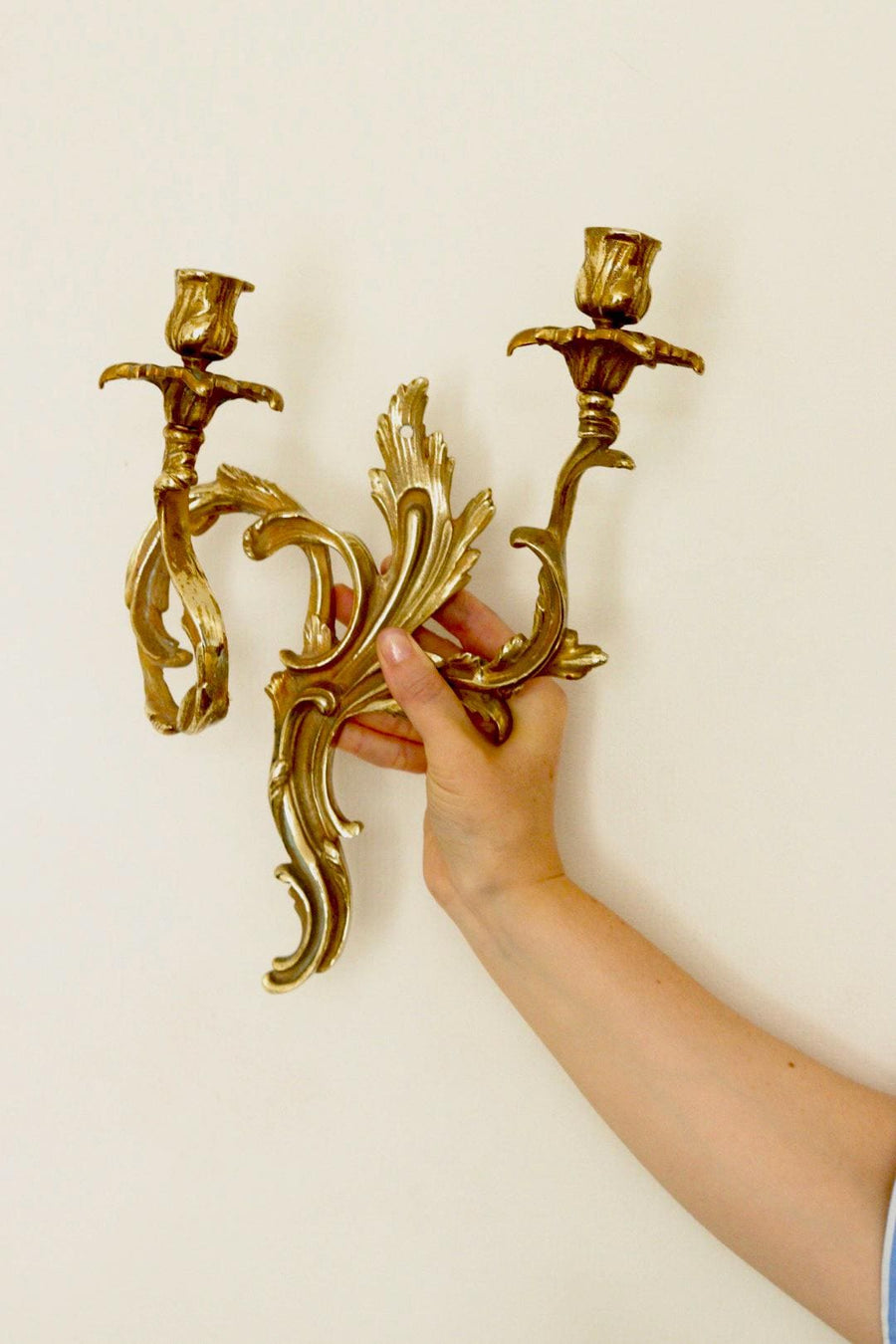 Pair of Brass Louis XV French Wall Sconces