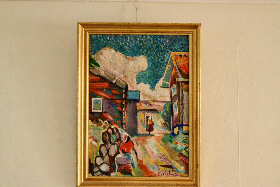 “Village Scene” by Sjöberg (attributed)