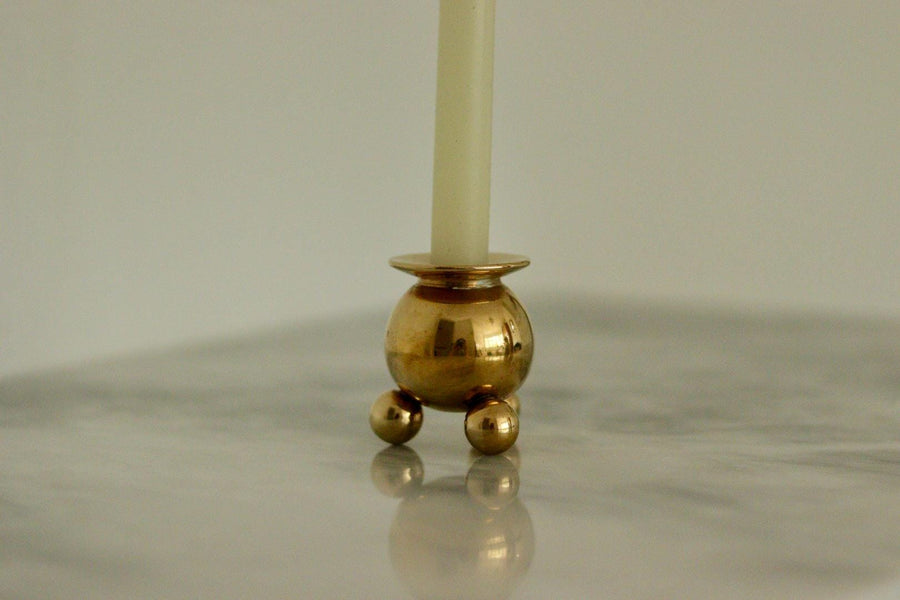 Pair of Mid-Century Swedish Brass Candle Holders by Kolback