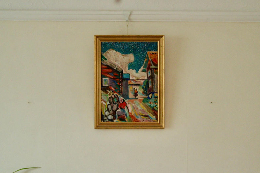 “Village Scene” by Sjöberg (attributed)