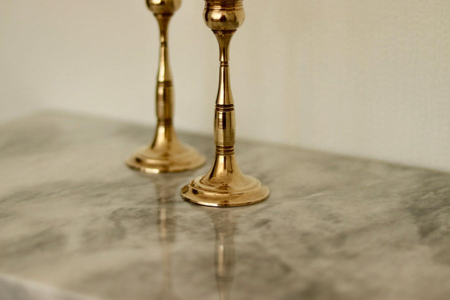 Pair of Vintage Swedish Brass Candle holders