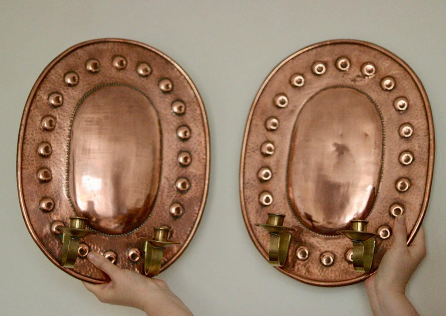 Pair Of Mid Century Swedish Copper Sconces