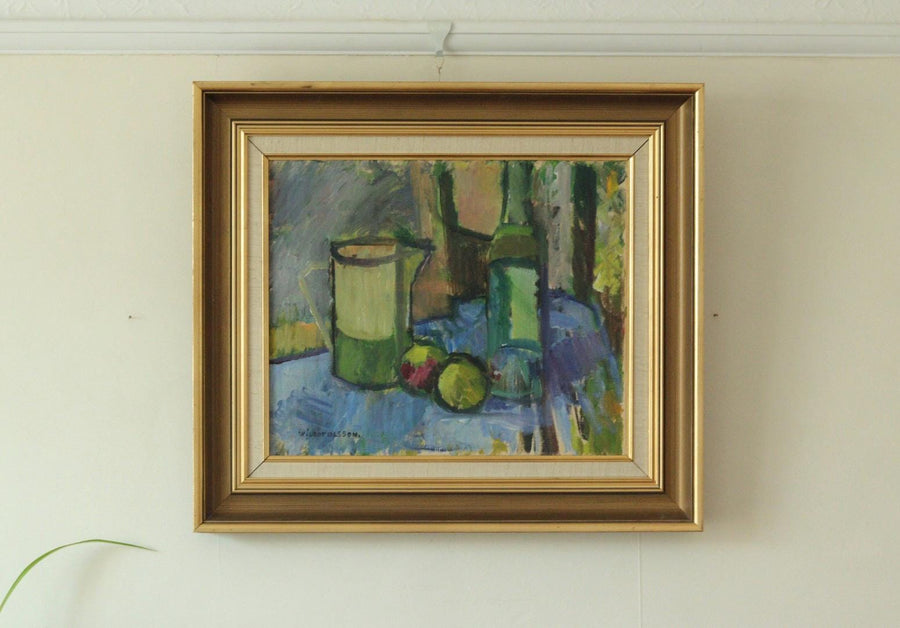 Original Mid Century Still Life on Canvas – Wilgot Olsson