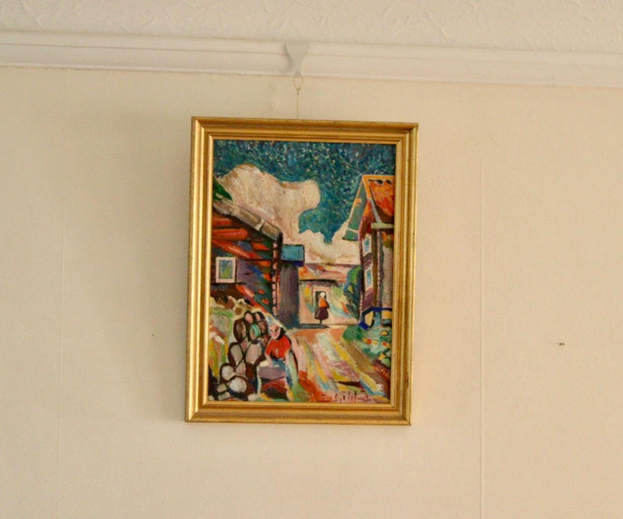 “Village Scene” by Sjöberg (attributed)