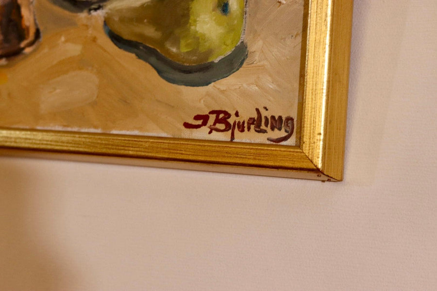 "Still Life Pitcher and Fruit" by J Bjurling