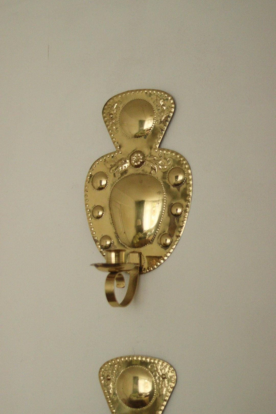 Pair of Mid Century Swedish Brass Sconces by S. Fong