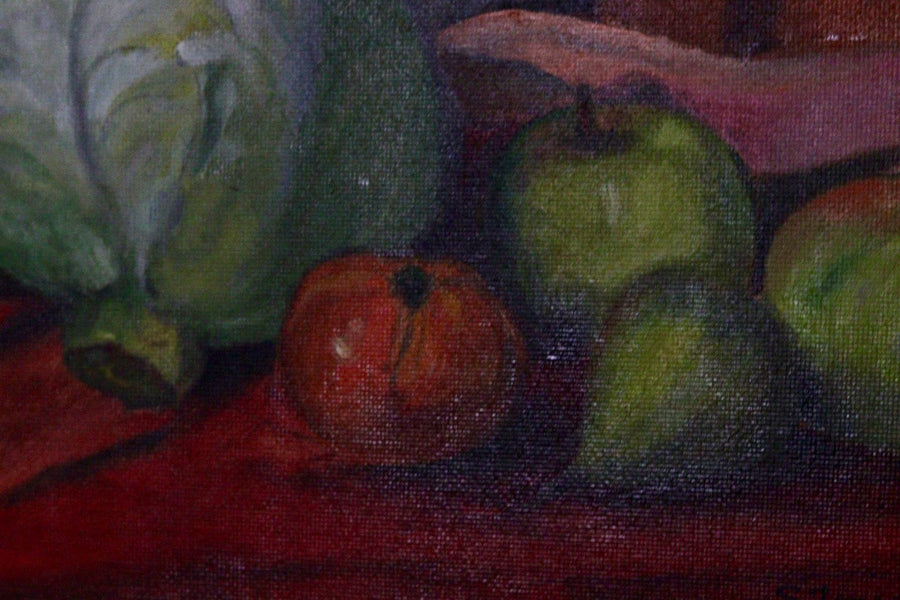 "Still life with cabbage and fruit" by S. Jonsson