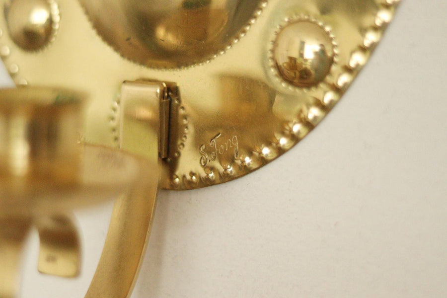Pair of Mid Century Swedish Brass Sconces by S. Fong
