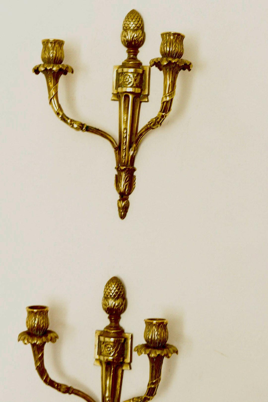 Pair of Vintage Gustavian Style Brass Sconces