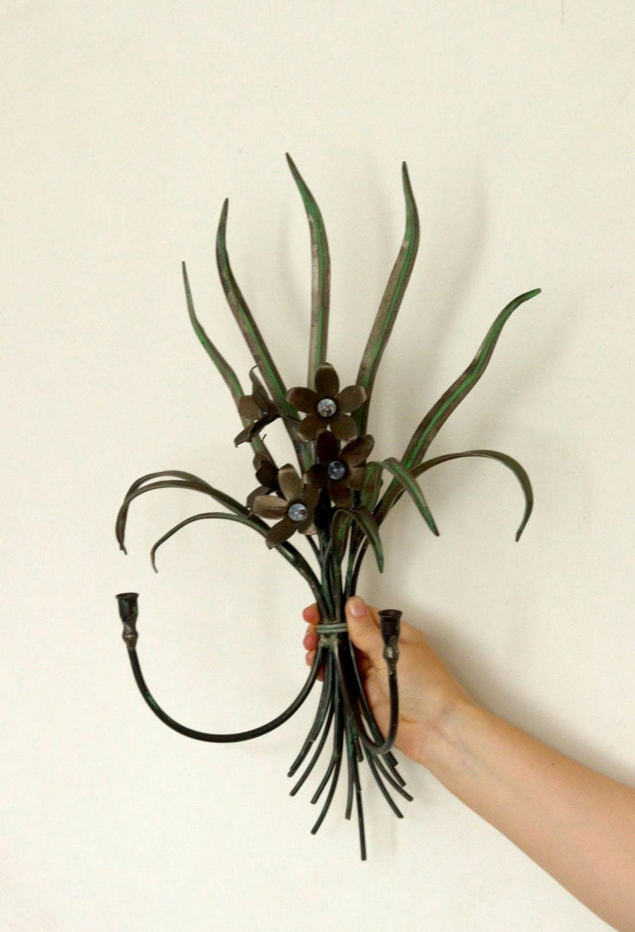 Wrought Iron Wall Sconce – Double Arm – 52 x 32 cm