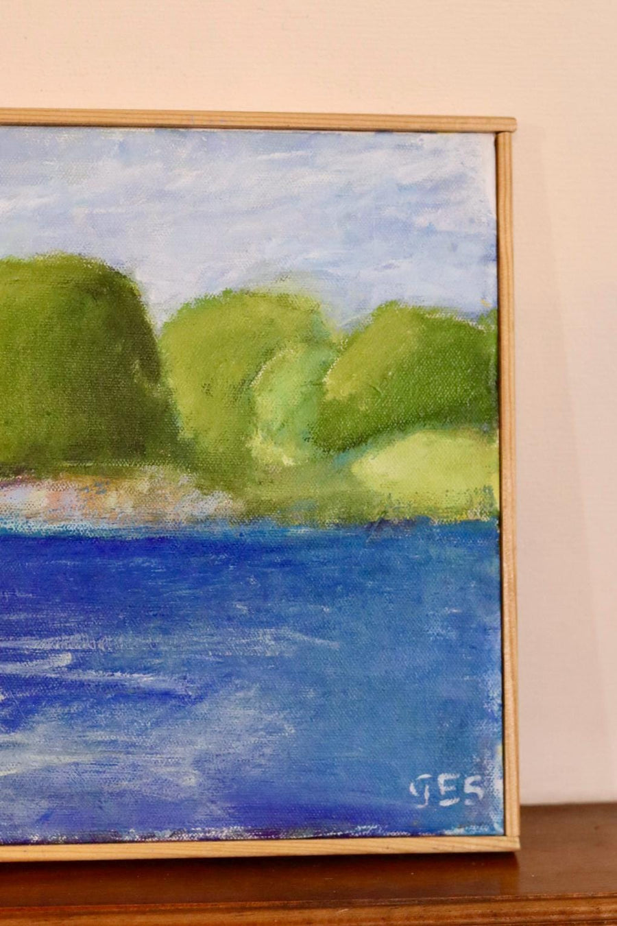 Mid-Century Original Swedish Oil on Canvas "Coast "