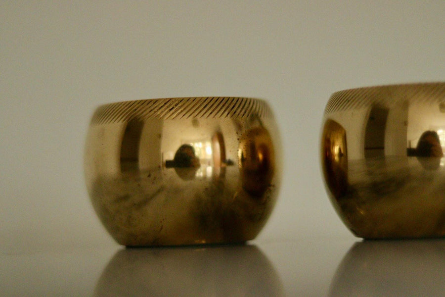 Pair of Mid-Century Swedish Brass Candle Holders by Skultuna