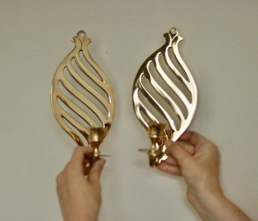 Pair of Mid Century Swedish Brass Sconces