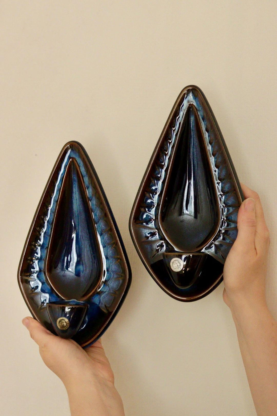 Pair Of Mid Century Danish Ceramic Sconces by Einar Johansen for Søholm Stentøj
