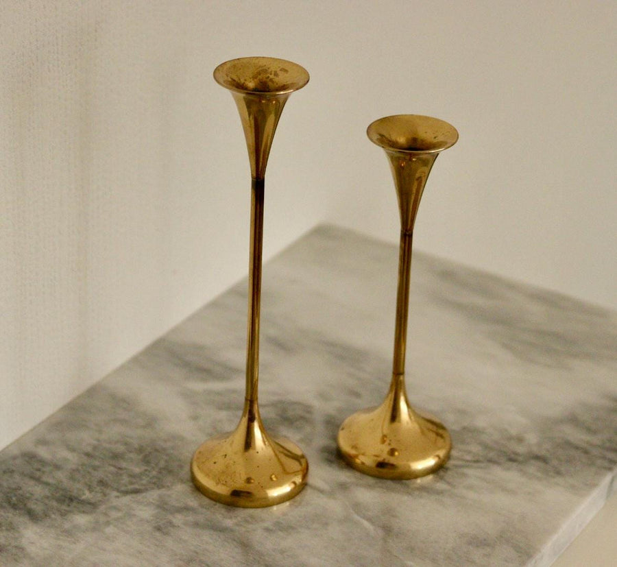 Pair of Mid-Century Brass Candle holders
