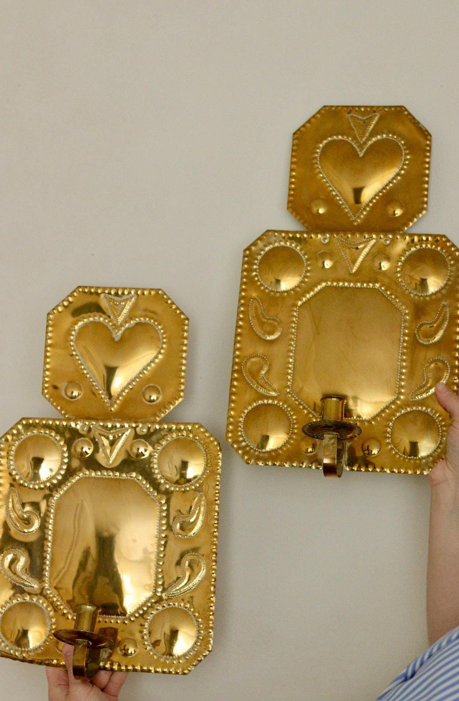 Pair Of Large Mid Century Swedish Brass Sconces