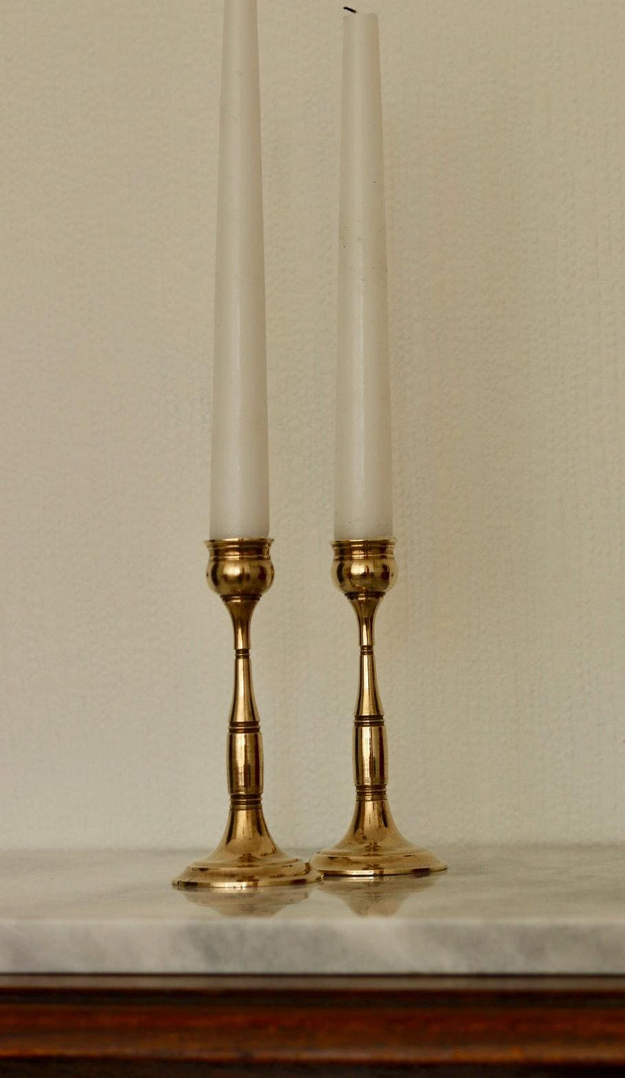 Pair of Vintage Swedish Brass Candle holders