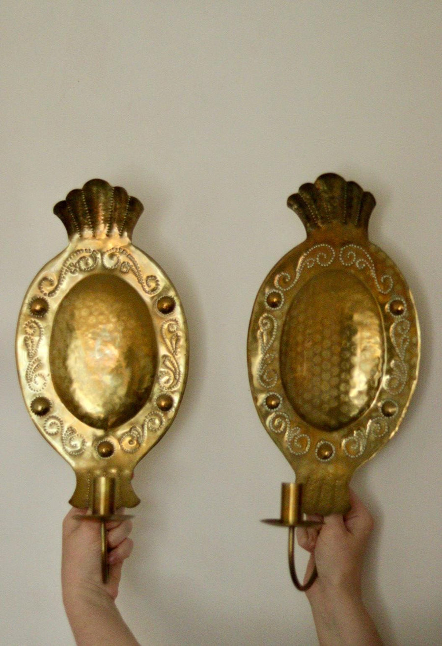 Pair of Mid Century Swedish Brass Sconces