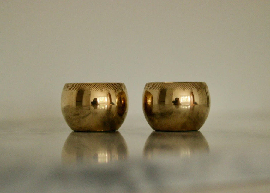 Pair of Mid-Century Swedish Brass Candle Holders by Skultuna