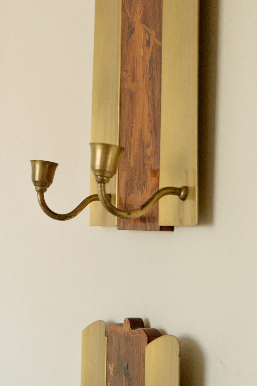 Pair Of Mid Century Swedish Sconces by Mjölby Intarsia