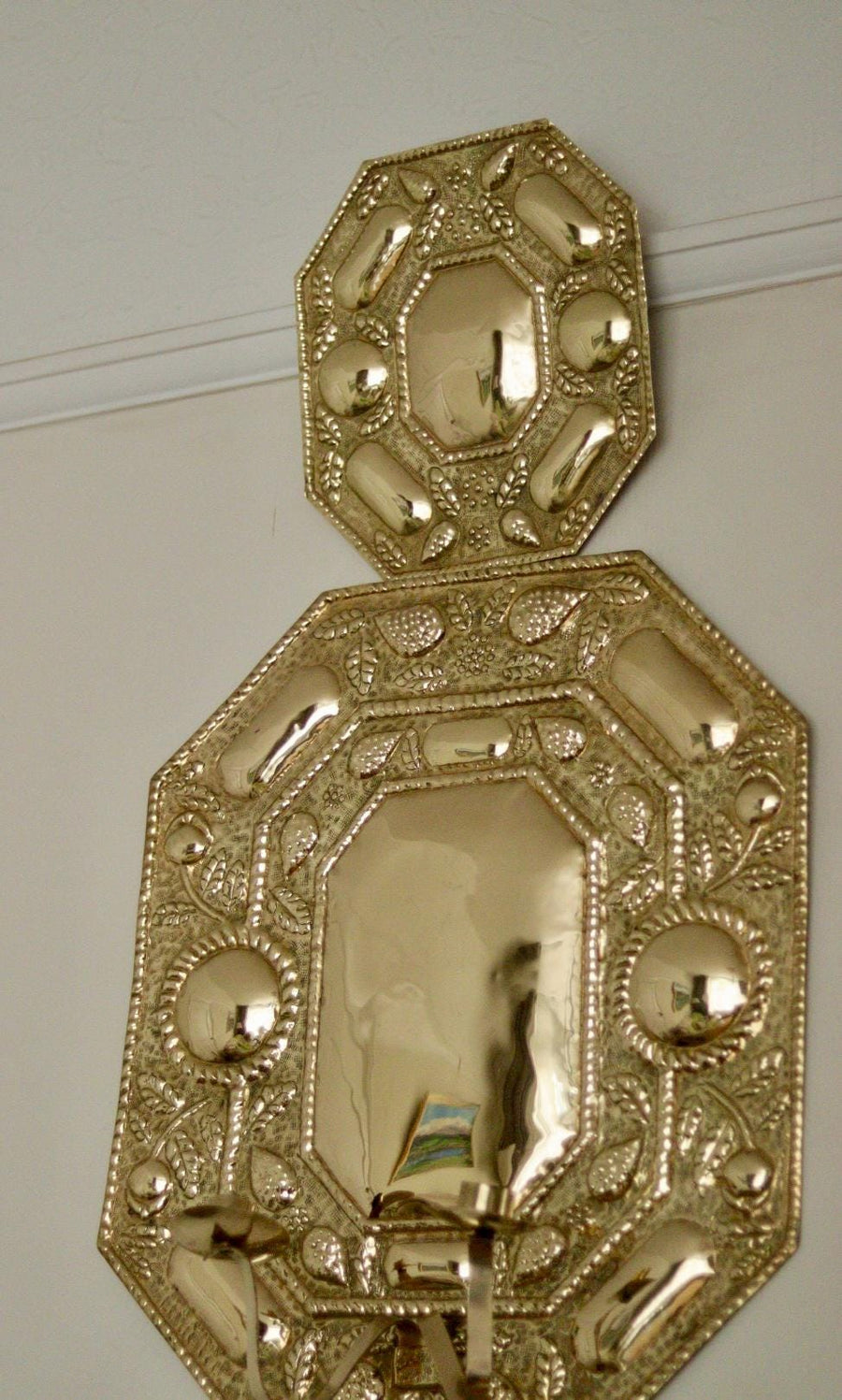 Extra Large Mid Century Swedish Brass Sconce