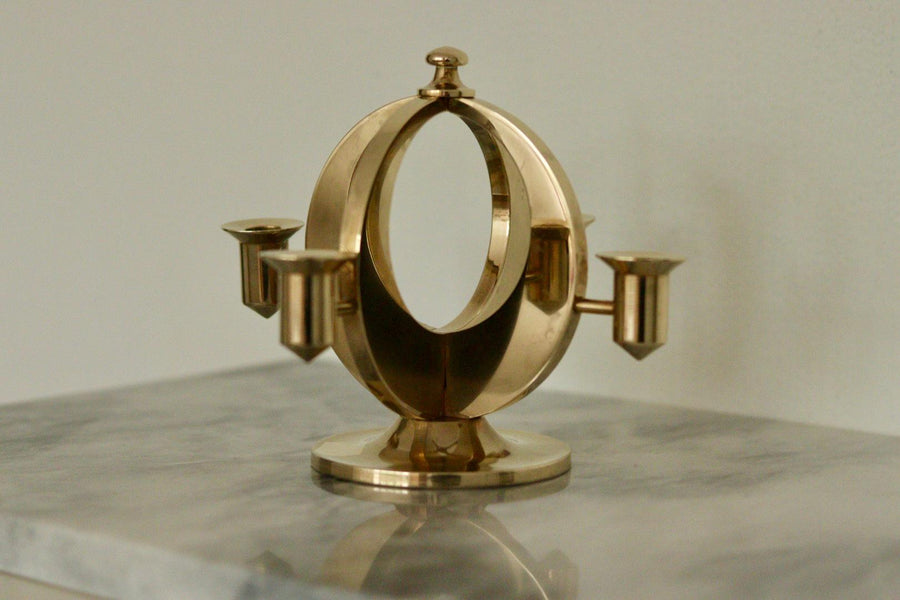 Swedish Brass Candlabera by Arthur Pe Kolbäck