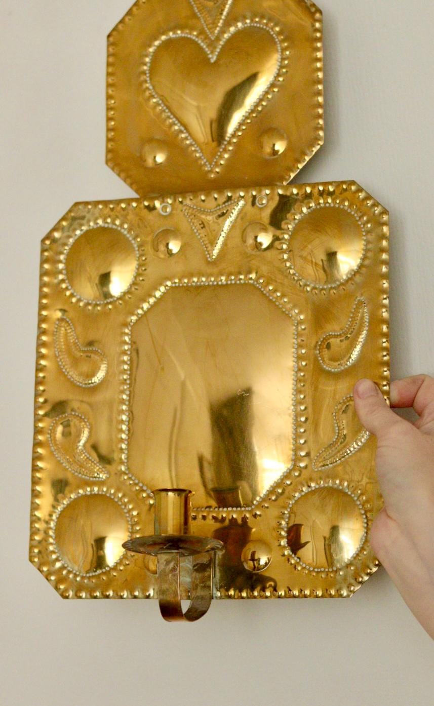 Pair Of Large Mid Century Swedish Brass Sconces