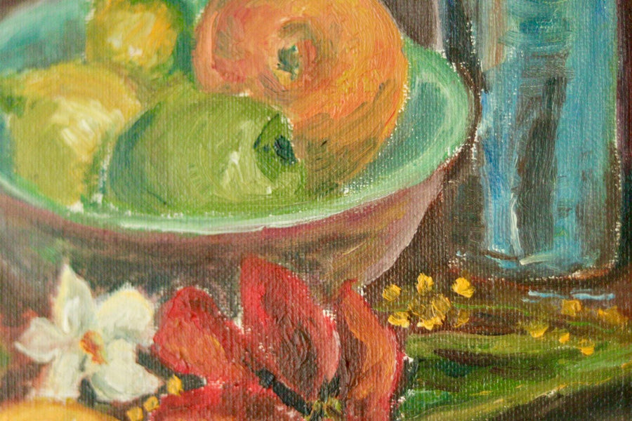 "Still Life, Bottle and Fruit" by Denoran